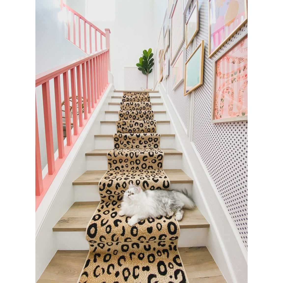 Well Woven Modern Leopard Animal Prints Black Ivory Runner Rug 2 X 73