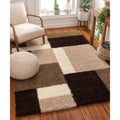 Well Woven Modern Brown Geometric Squares Area Rug 5 X 72