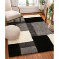 Well Woven Modern Geometric Squares Black Area Rug 67 X 910