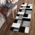 Well Woven Modern Geometric Squares Black Runner Rug 2 X 73