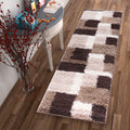 Well Woven Modern Geometric Squares Brown Runner Rug 2 X 73
