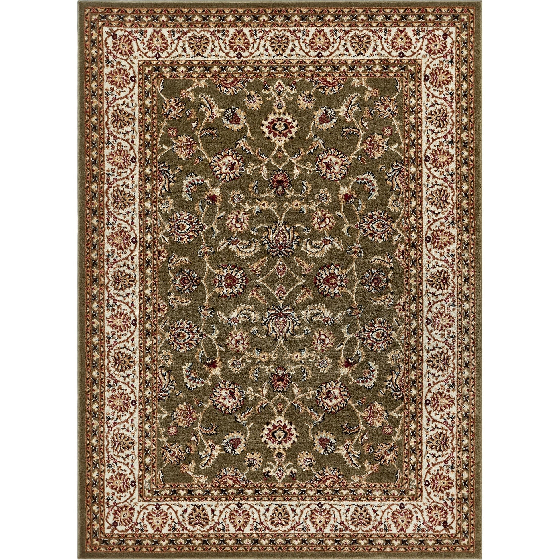 Well Woven Oriental Detailed Palace Green Area Rug 53 X 73