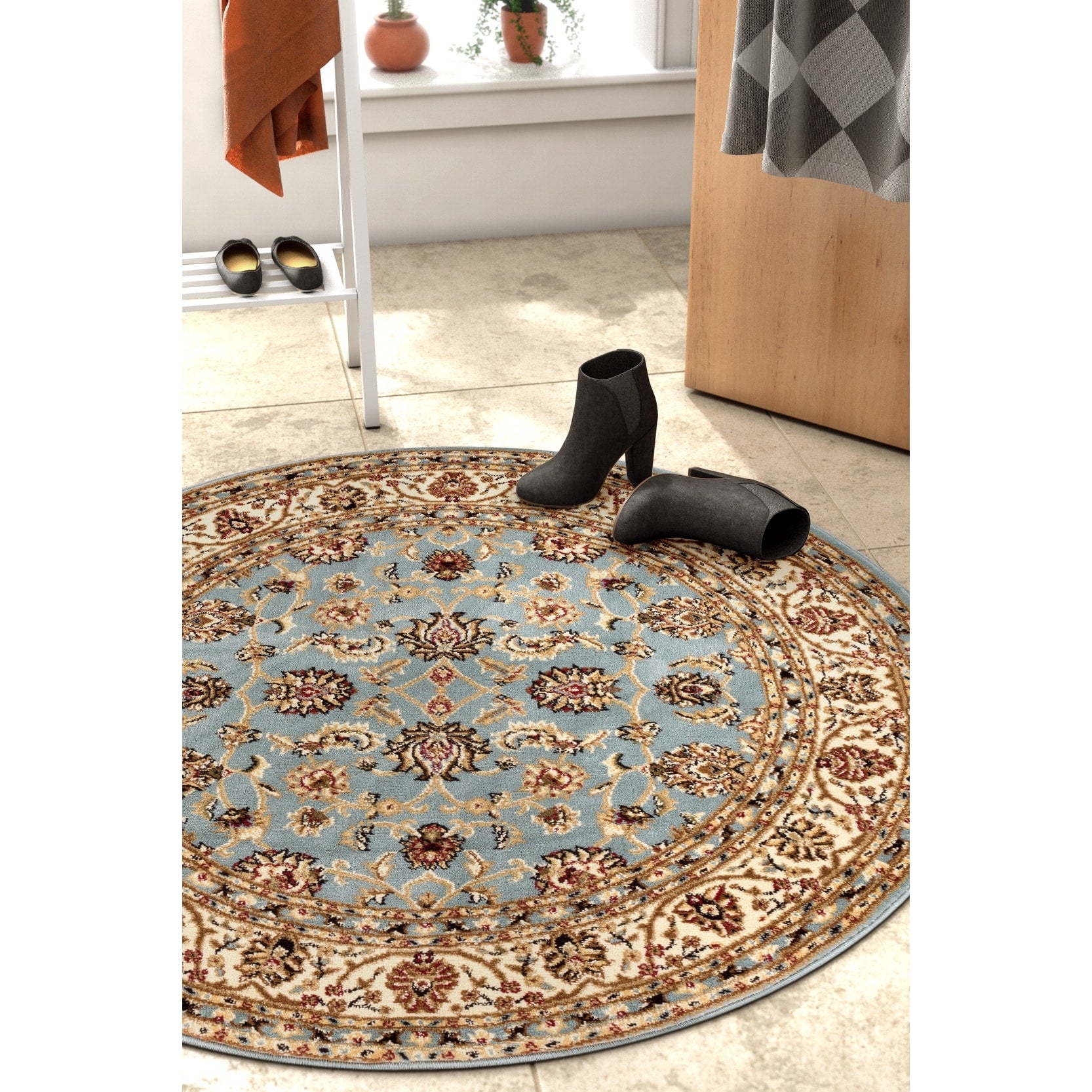 Well Woven Oriental Traditional Round Area Rug 53