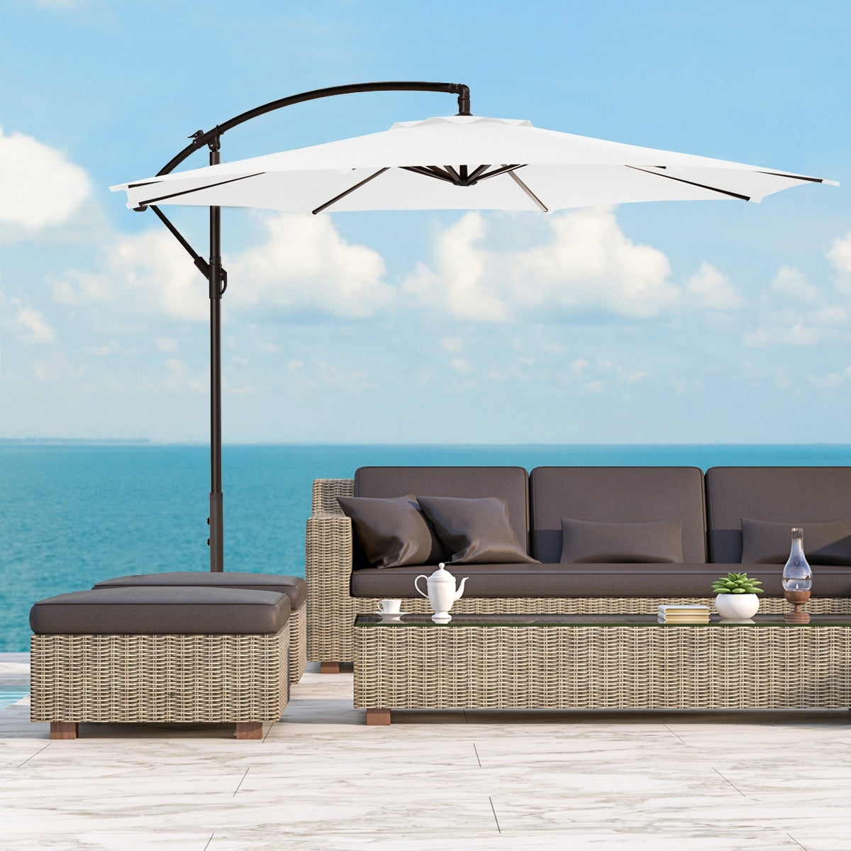 Weller 10 Ft Offset Cantilever Hanging Patio Umbrella By Westin Outdoor