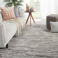 Welles Hand Knotted Striped Dark Gray Ivory Area Rug