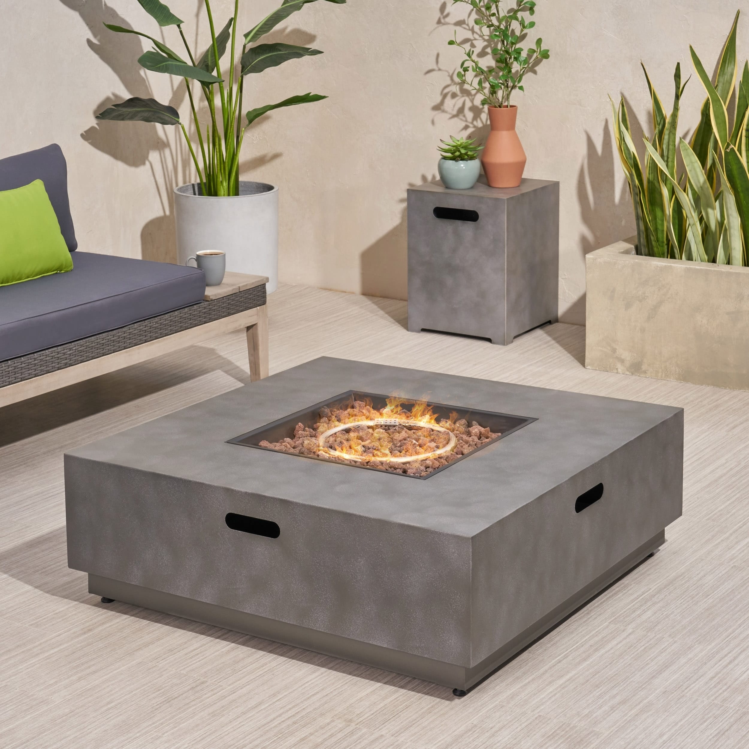 Wellington Outdoor 40 Inch Square Fire Pit With Tank Holder By Christopher Knight Home