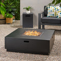 Wellington Outdoor 40 Inch Square Firepit With Lava Rocks By Christopher Knight Home