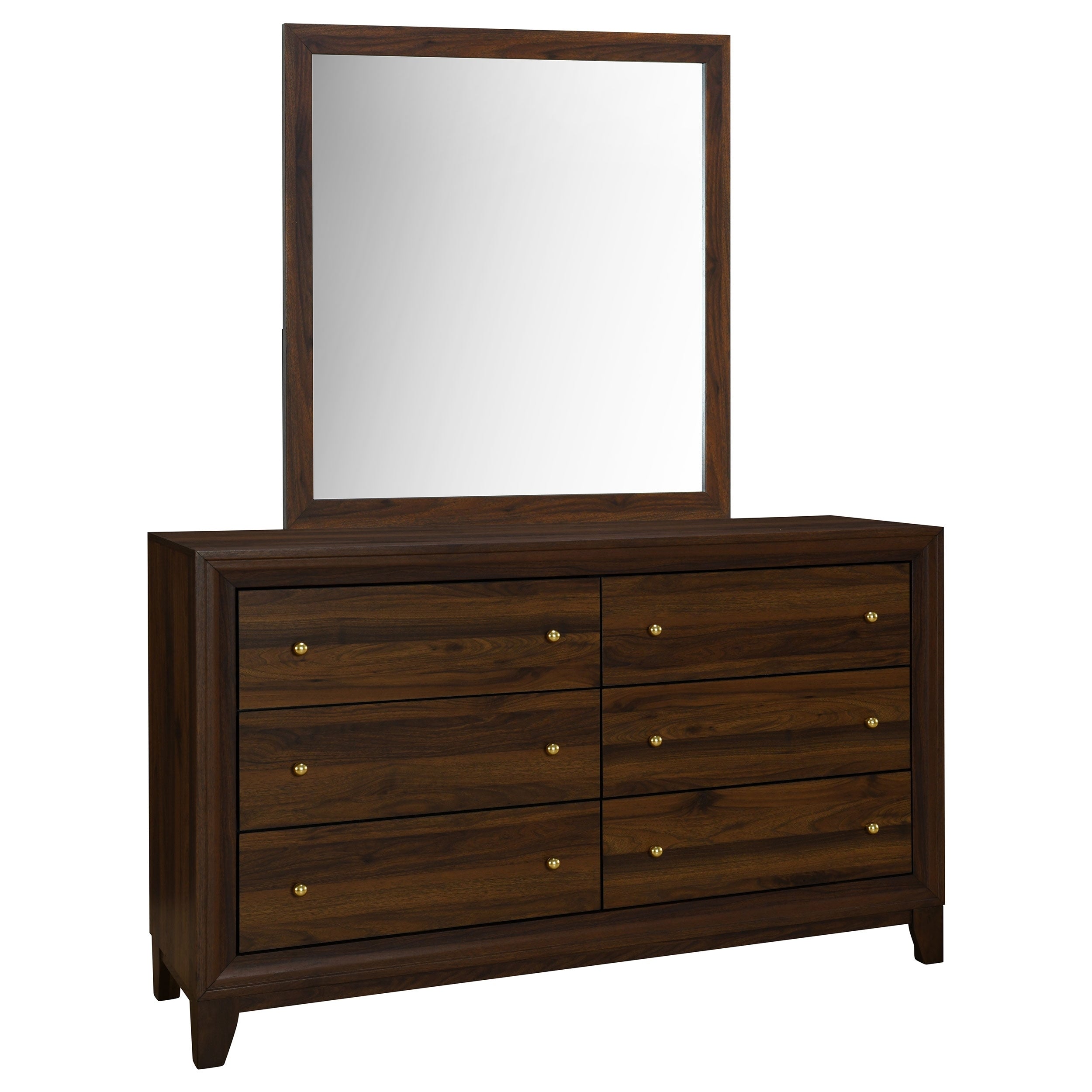 Welsley 6 Drawer Dresser And Mirror Walnut