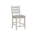 Wen Counter Height Chair Set Of 2 Gray Fabric Seat Weathered White