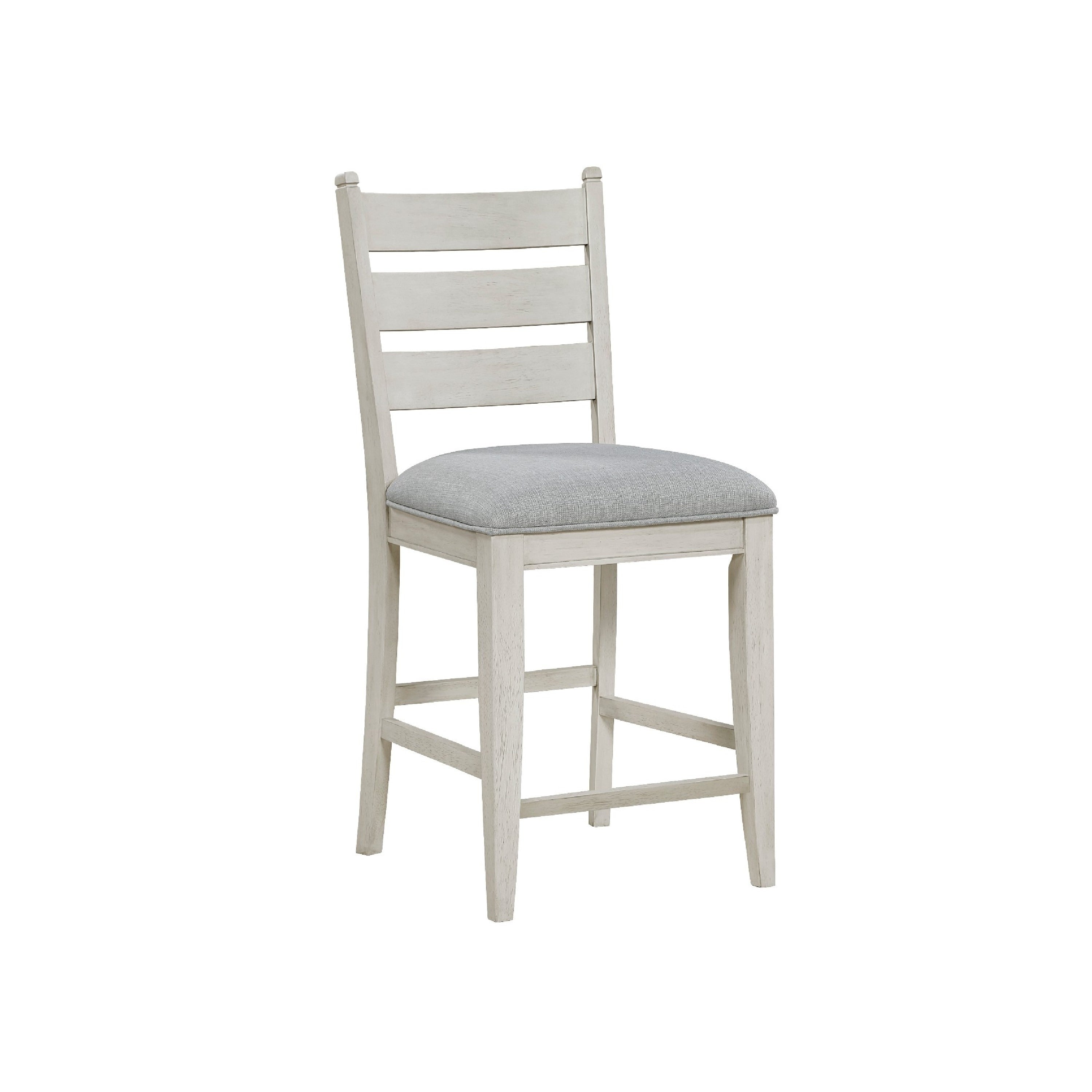 Wen Counter Height Chair Set Of 2 Gray Fabric Seat Weathered White