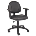 Wen Swivel Posture Chair Adjustable Black Faux Leather Waterfall Seat