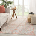 The Curated Nomad Lowas Medallion Orange Blue Cotton Mix Area Rug