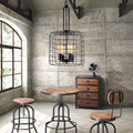 Weress 4 Light Pendant 15 Inch Black Metal Cage Shade With Included Edison Bulbs