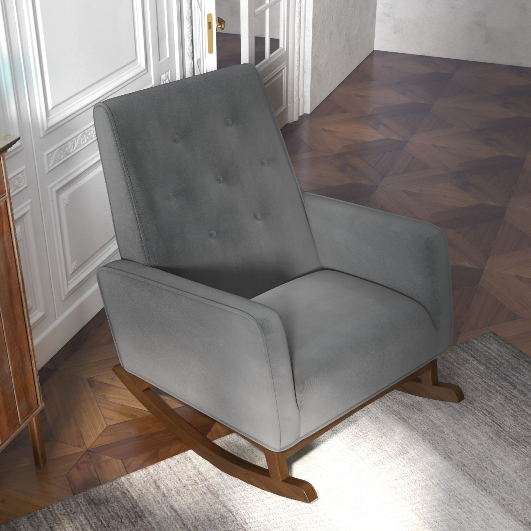 Mid Century Modern Collin Dark Gray Rocking Chair N A