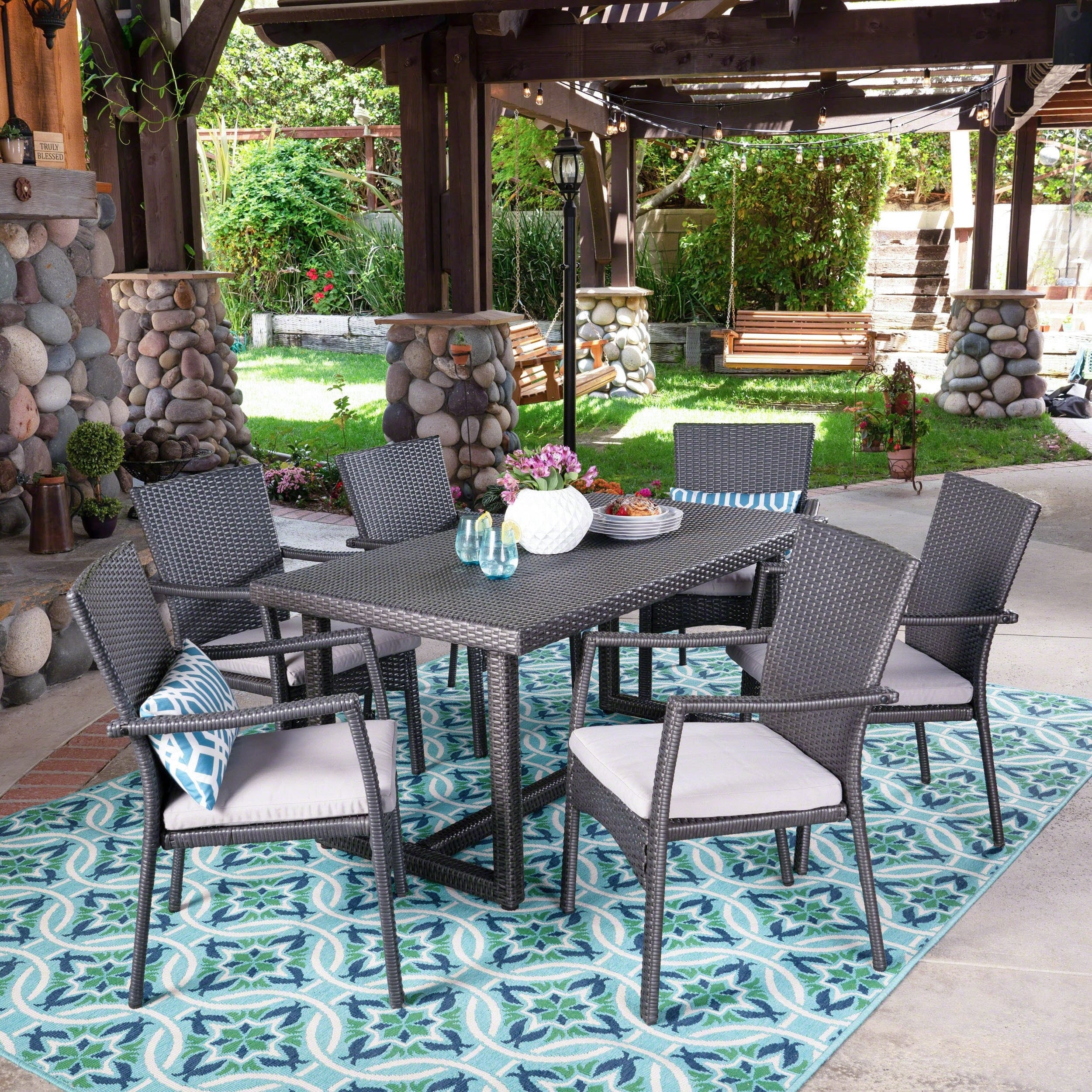 Westley Outdoor 7 Piece Wicker Dining Set By Christopher Knight Home