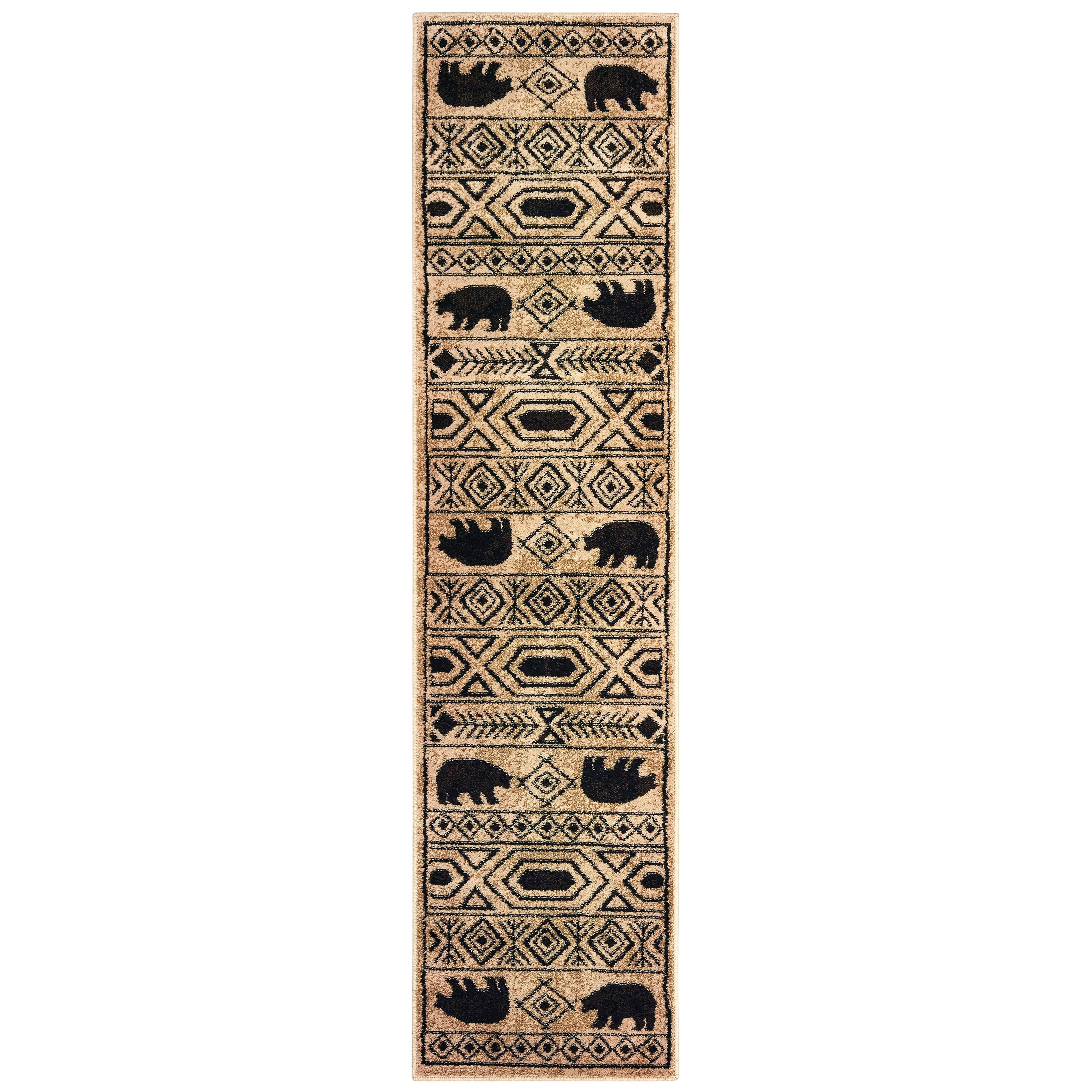 Westley Tribal Stripe Ivory Black Area Rug