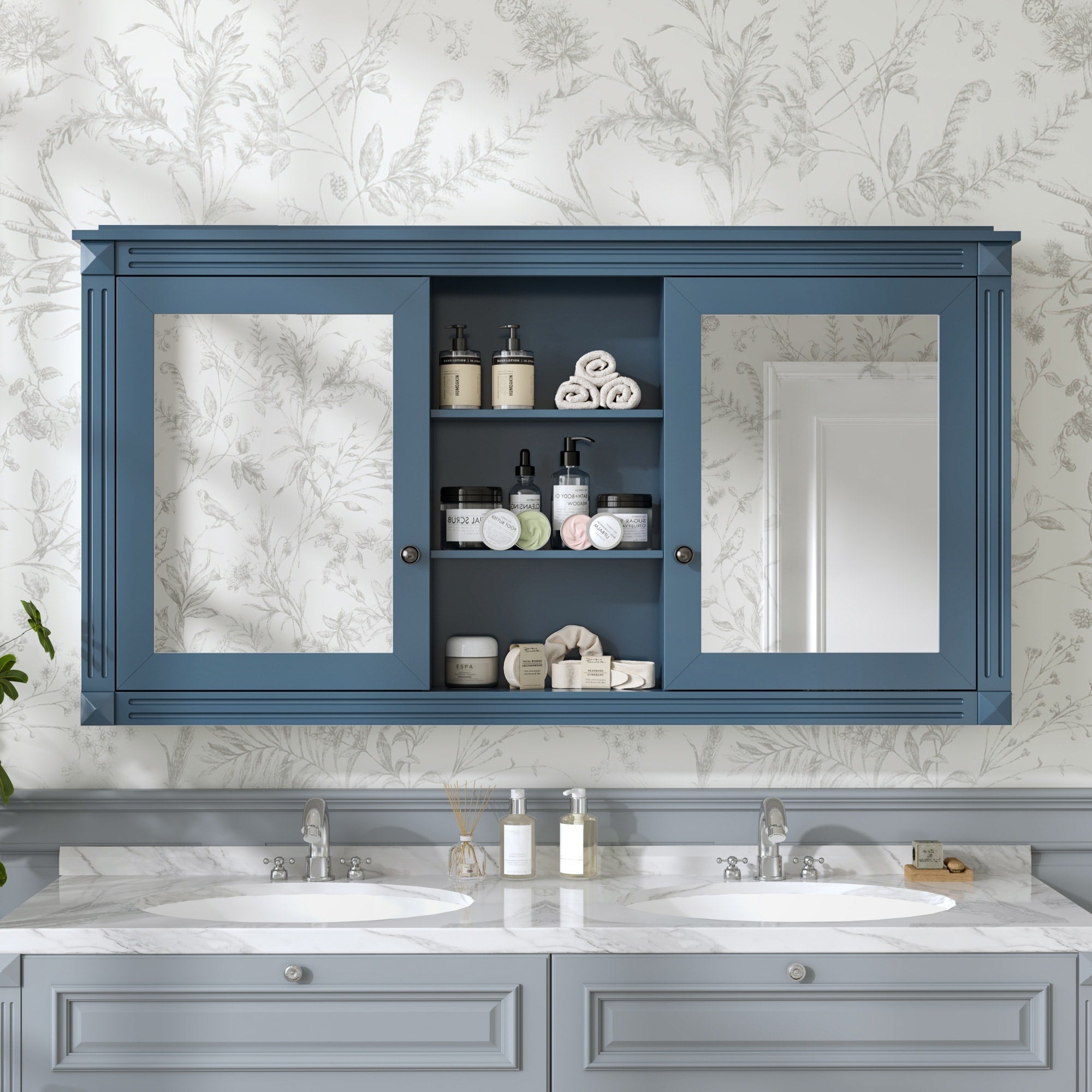 Westlyn Modern Wall Mounted Mirror Cabinet With Adjustable Shelves Dual Hd Mirrors And Soft Close Hinges By Gdfstudio