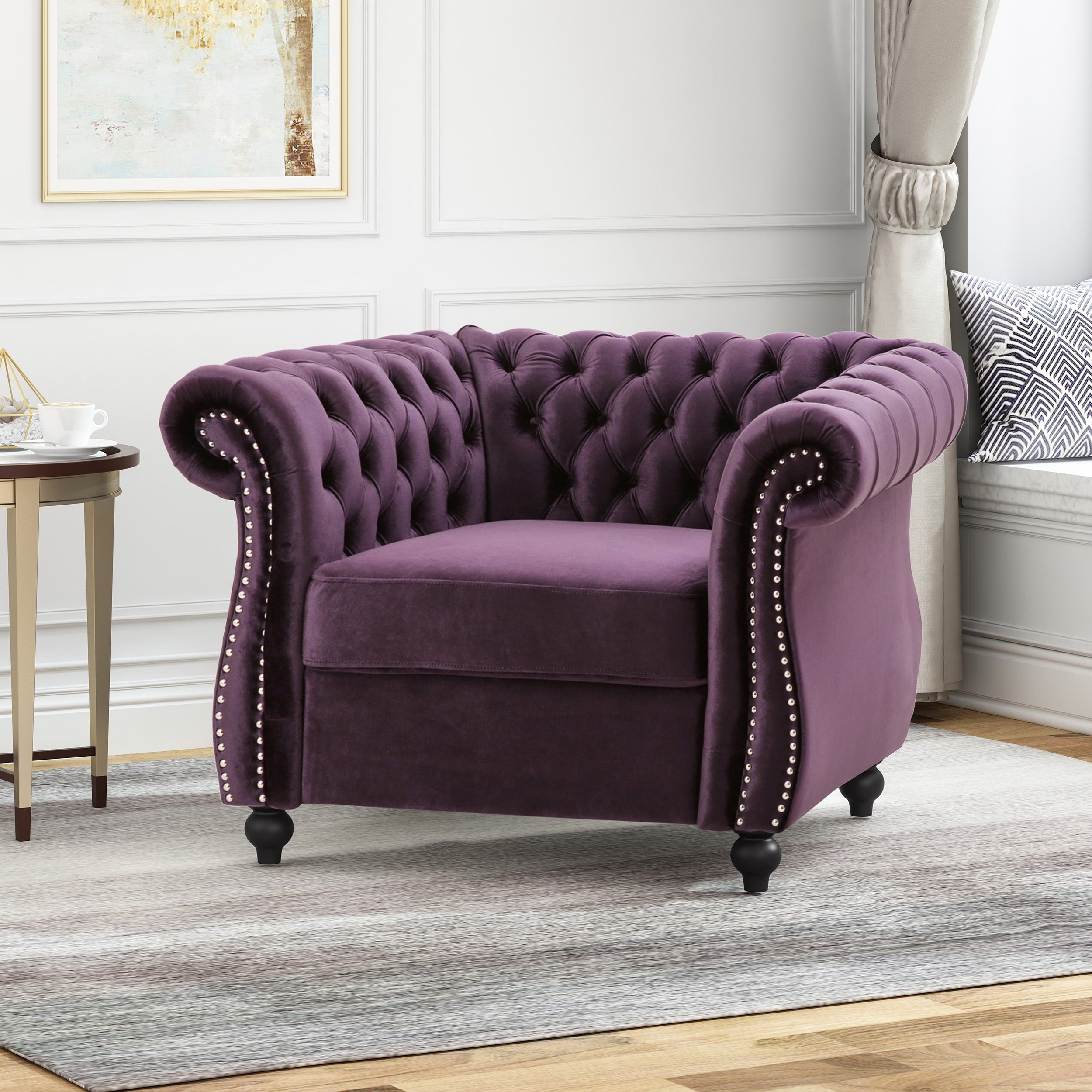 Westminster Chesterfield Velvet Club Chair By Christopher Knight Home