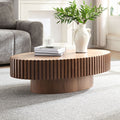Westmont Drum Coffee Table Walnut Mdf With Oval Pedestal Design By Gdfstudio