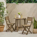Westmount Outdoor 2 Seater Acacia Wood Half Round Bistro Table Set With Folding Chairs By Christopher Knight Home