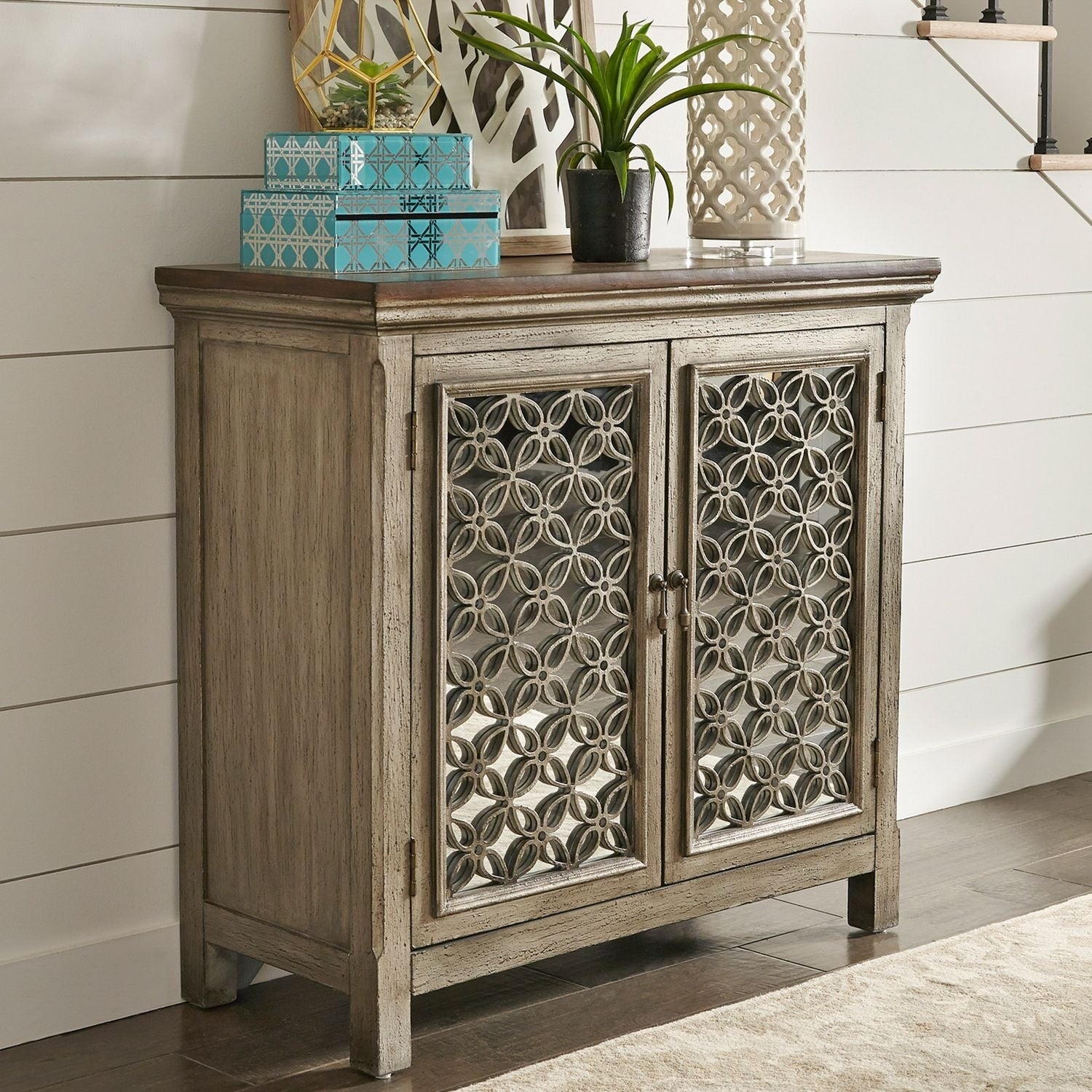 Tracy White Dusty Wax 2 Door Accent Cabinet