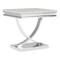 Wety Side End Table 24 Inch Faux Marble Top Curved Chrome Pedestal