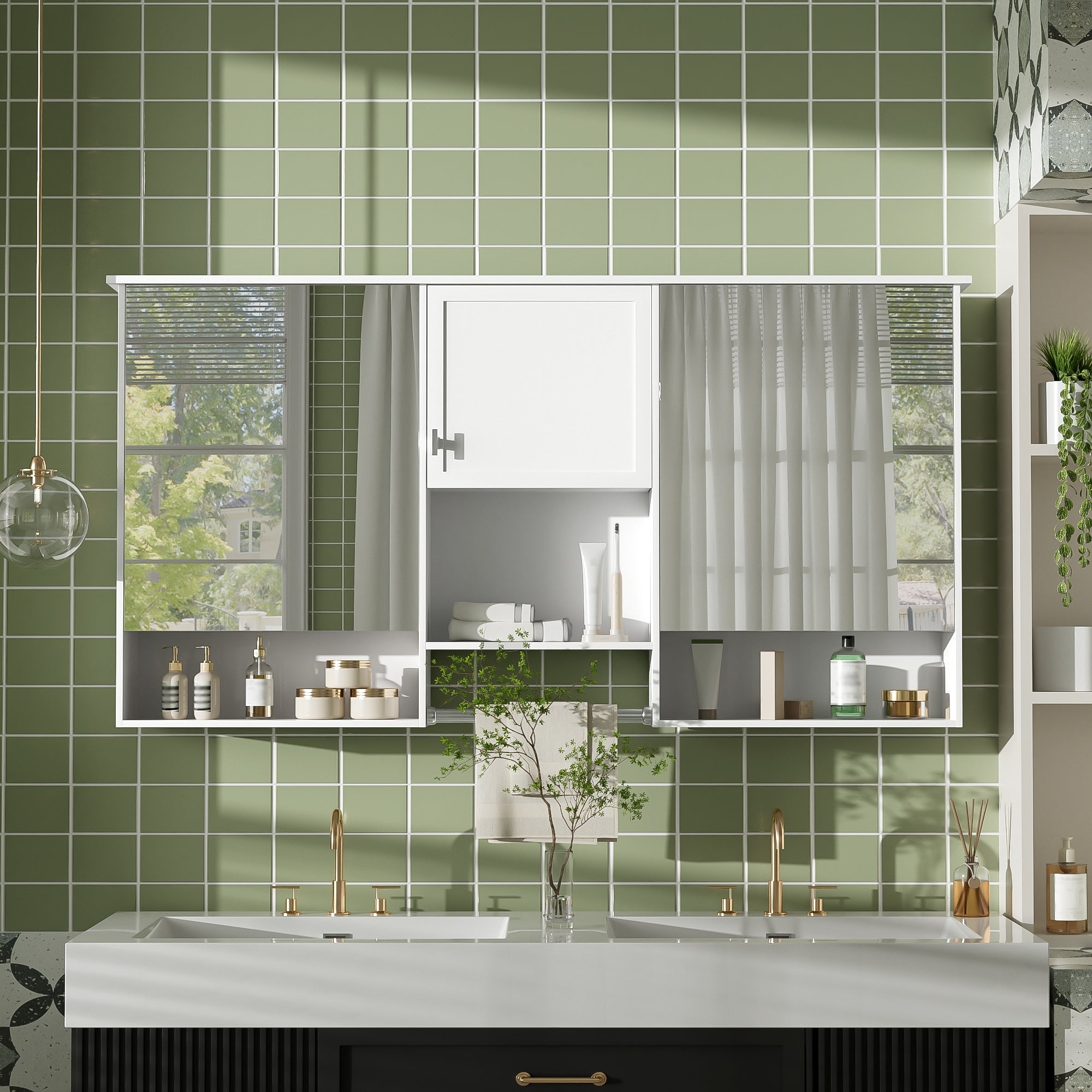 Wexford 3 In 1 Modern Wall Mounted Mirror Cabinet With Adjustable Shelves Soft Close Doors And Concealed Storage By Gdfstudio