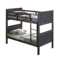 Wexo Twin Over Twin Bunk Bed Charcoal Brown Slat Design And Ladder