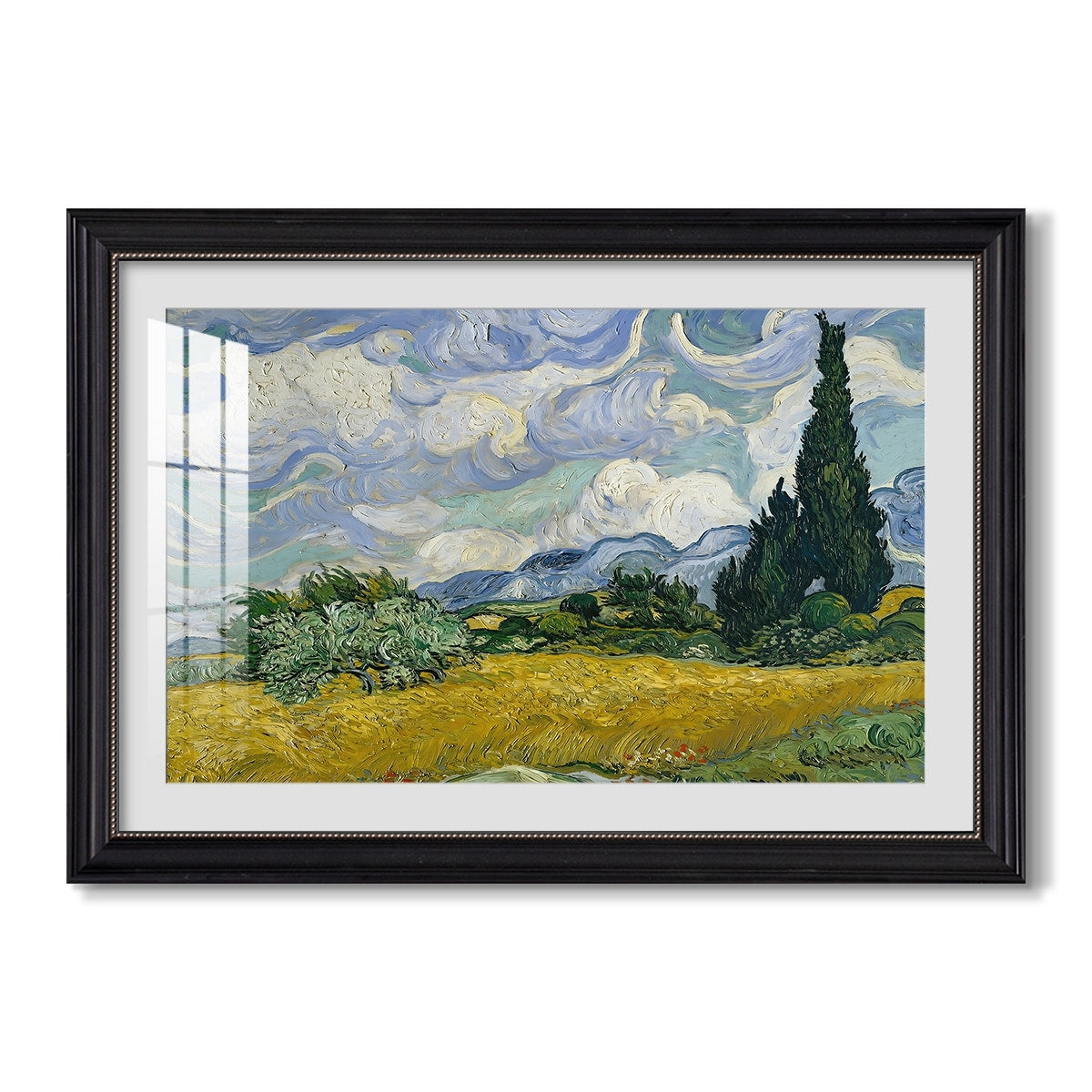 Wheat Field With Cypresses 1889 Vincent Van Gogh Custom Framed Print