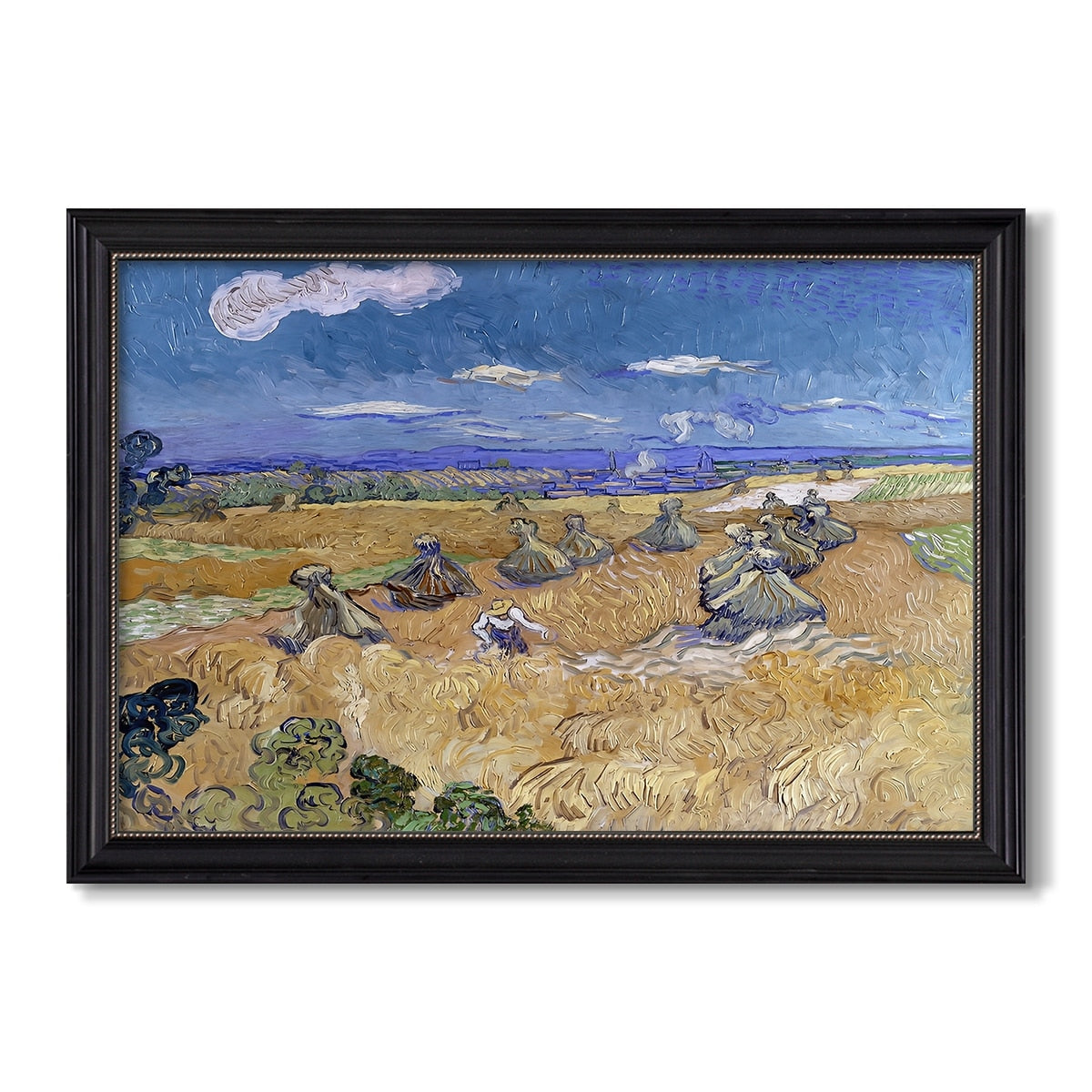 Wheat Field With Reaper Auvers 1888 Vincent Van Gogh Custom Framed Canvas