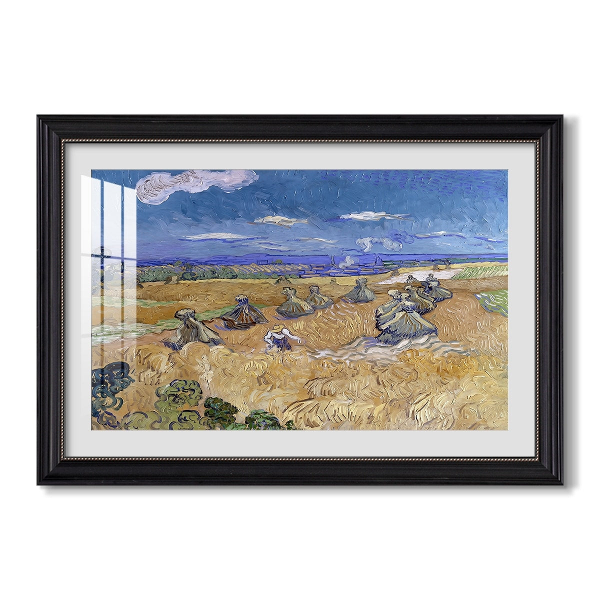 Wheat Field With Reaper Auvers 1888 Vincent Van Gogh Custom Framed Print