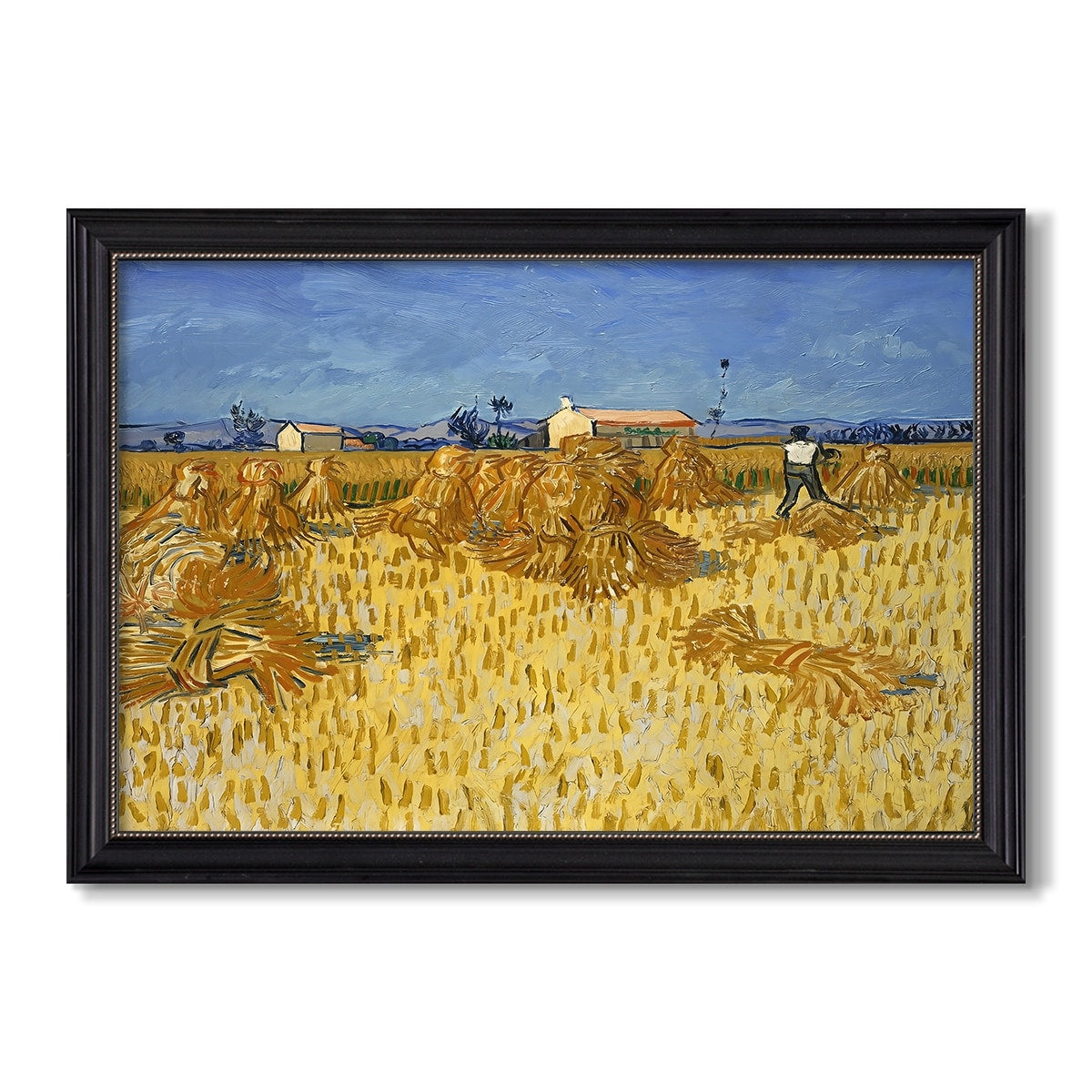 Wheat Field With Sheaves 1888 Vincent Van Gogh Custom Framed Canvas