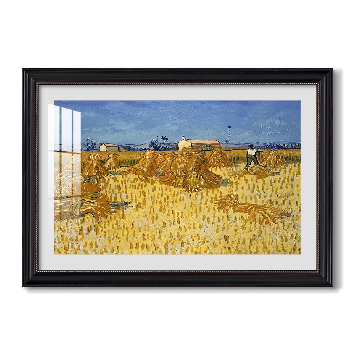 Wheat Field With Sheaves 1888 Vincent Van Gogh Custom Framed Print