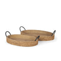 Wheaton Light Brown Wood W Natural Jute Serving Trays 19.8L X 12.3W X 4.8H