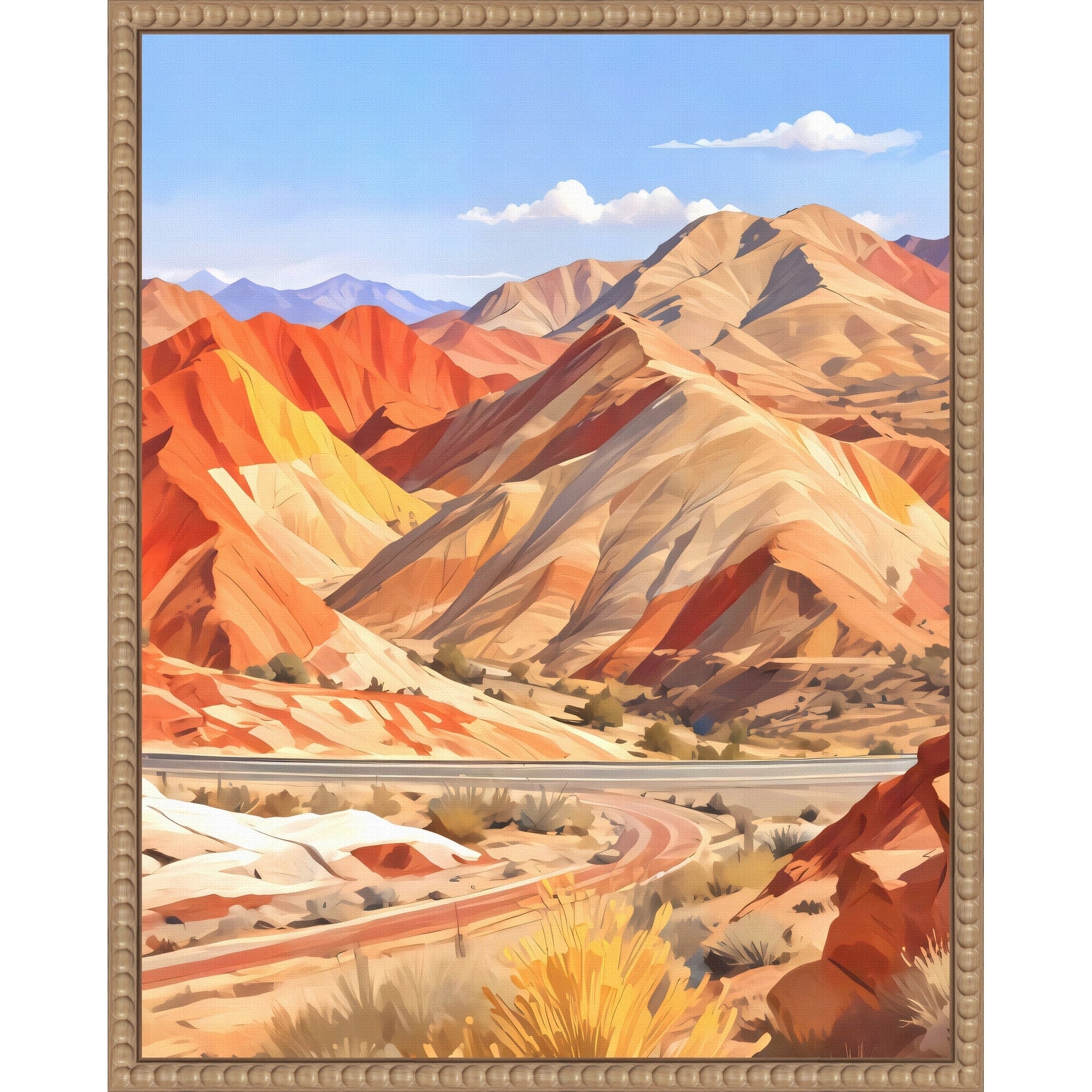 Where The Earth Wears Fire And The Sky Whispers Peace By Uma Gokhale Framed Canvas Wall Art Print