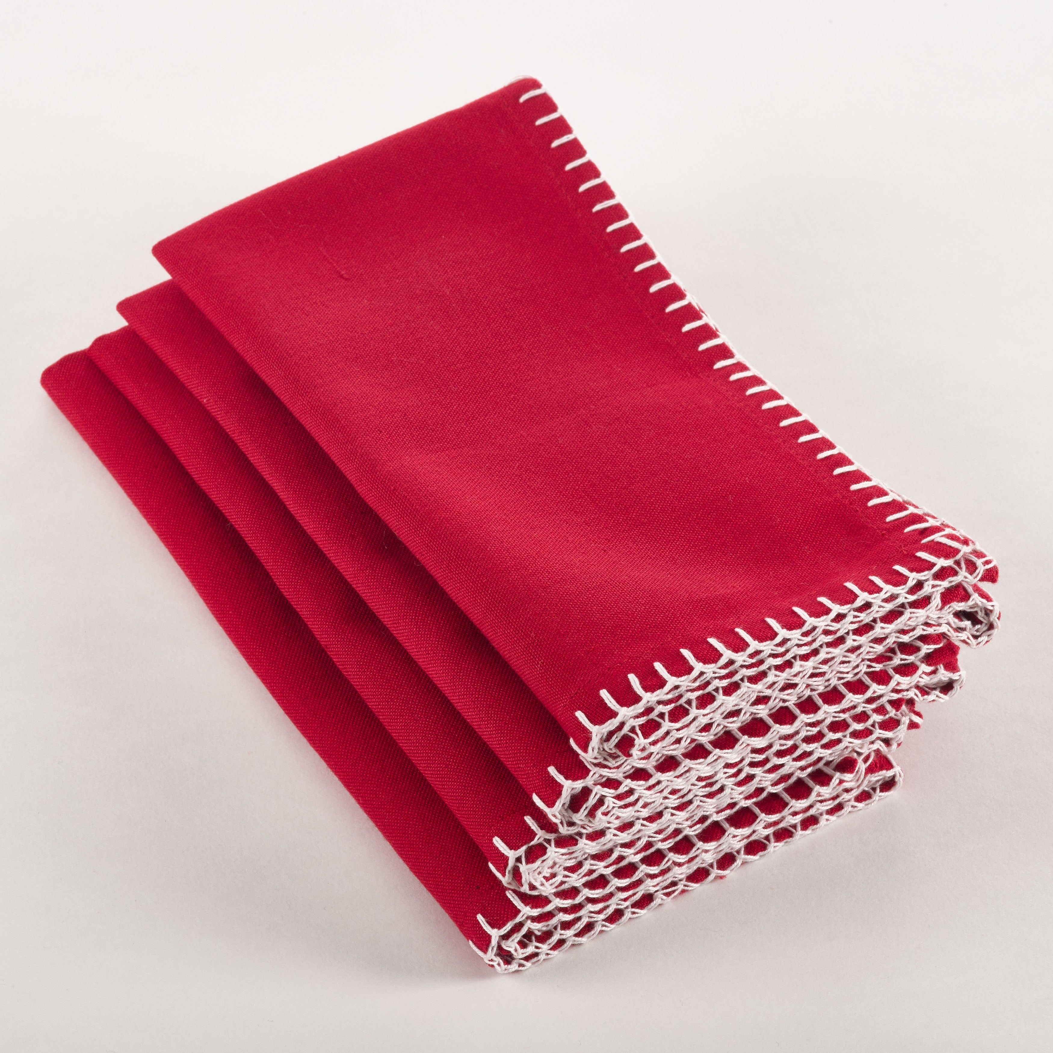 Whip Stitched Design Napkin Set Of 4