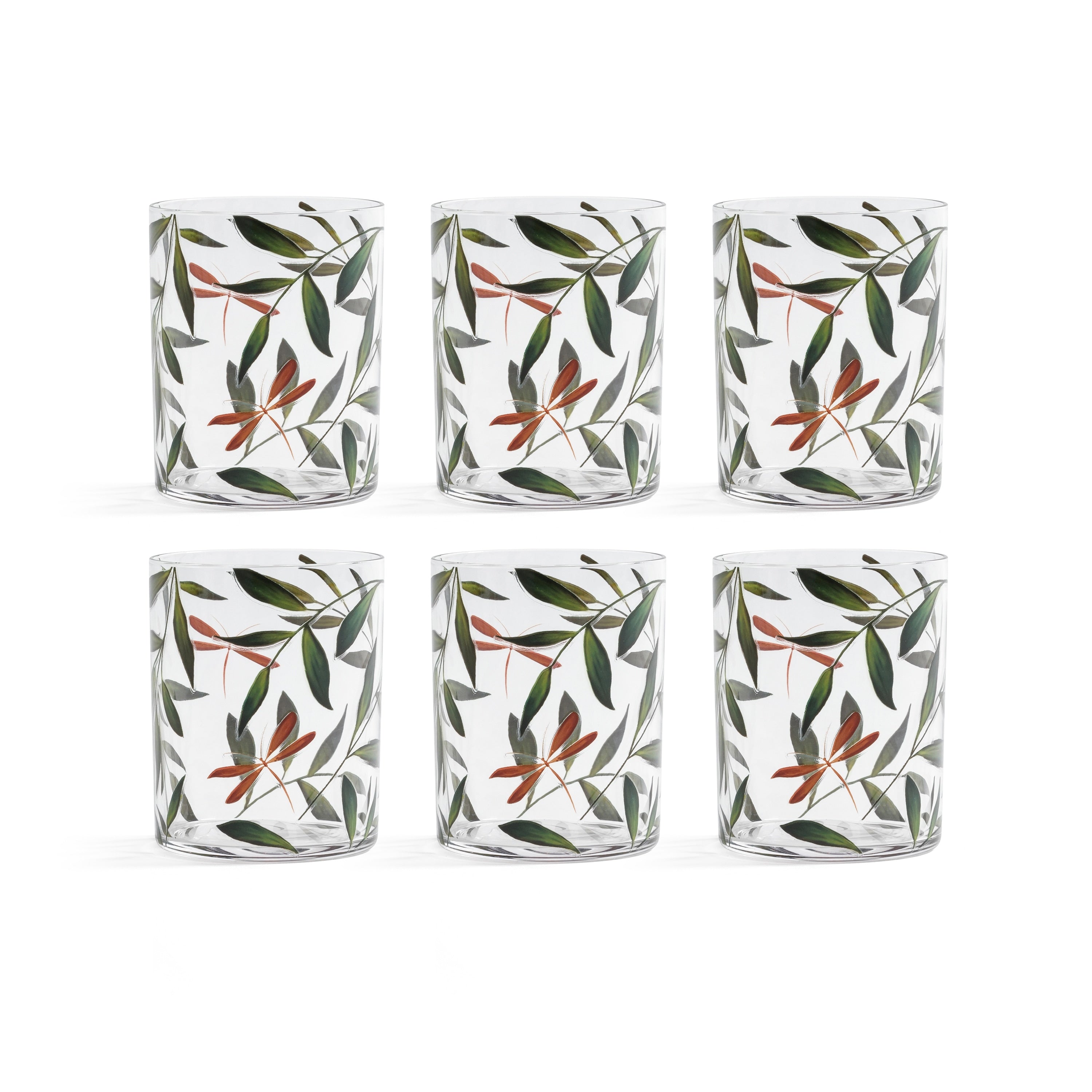 Whispering Leaves Dragonfly Tumblers Set Of 6