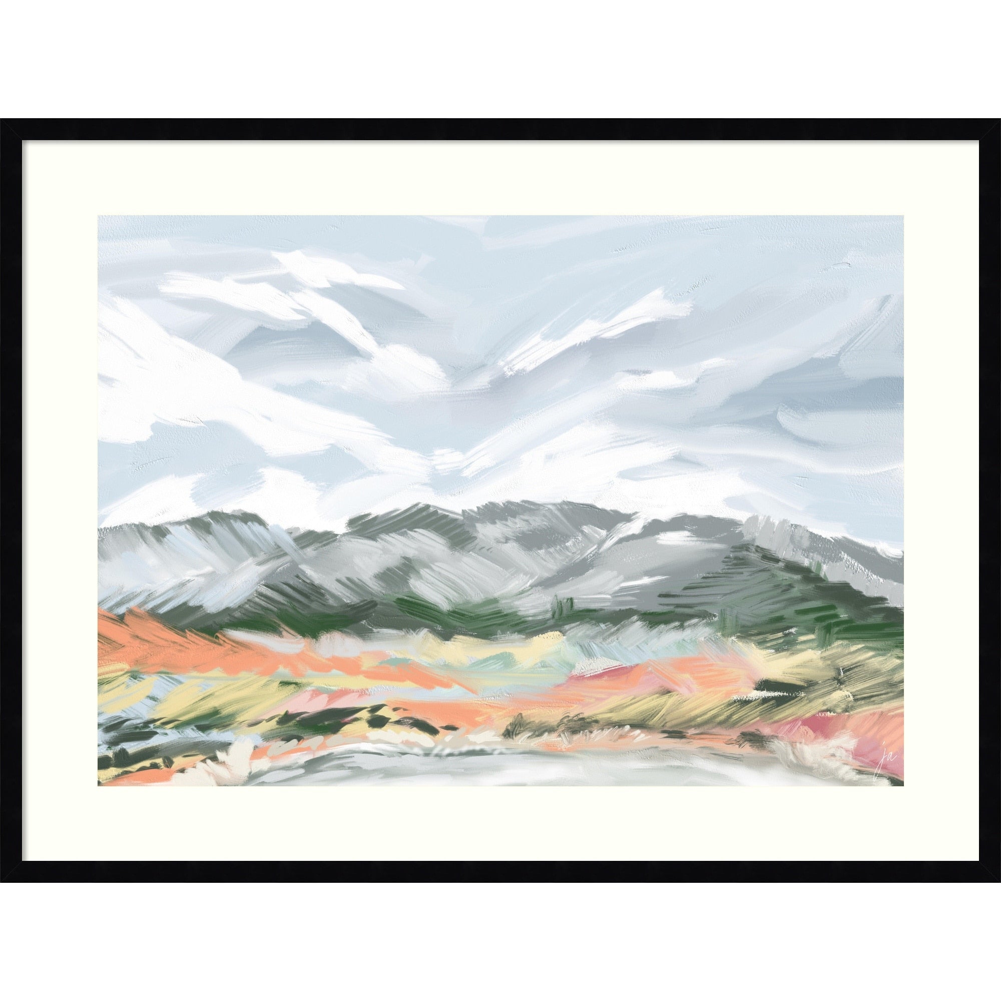 Whispering Peaks By Jenna Alheit Wood Framed Wall Art Print Svelte Noir Black