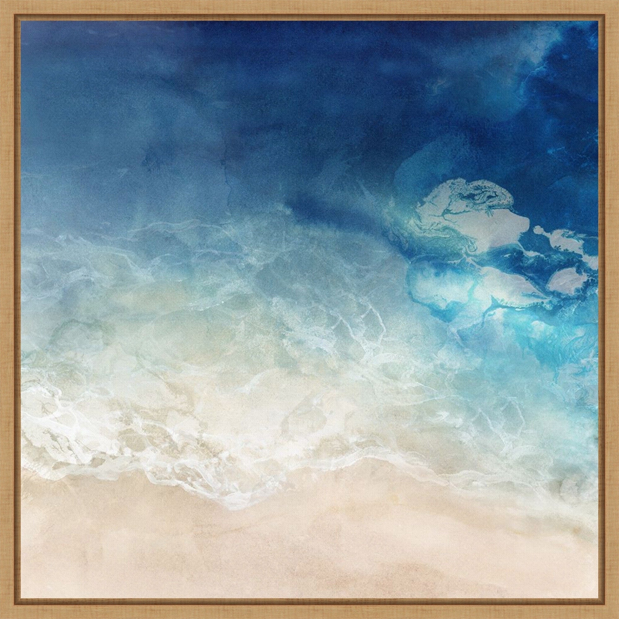 Whispering Waves On Sandy Shores By Hazel J Framed Canvas Wall Art