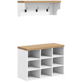 White 2 In 1 Hall Tree Coat Rack And Shoe Bench With Storage For 9 Shoes