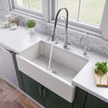 White 33 X 18 Reversible Fluted Smooth Single Bowl Fireclay Farm Sink