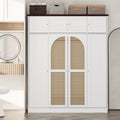 White 70.87 Tall 8 Door Armoire Wardrobe Closet With Hanging Rod Clothing Storage Cabinet For Bedroom