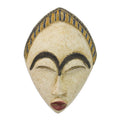White Adesewa African Wood Mask Ghana