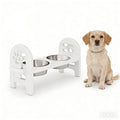 White Adjustable Pet Bowl Travel Ready Hdpe Durable Poly Lumber Recycled