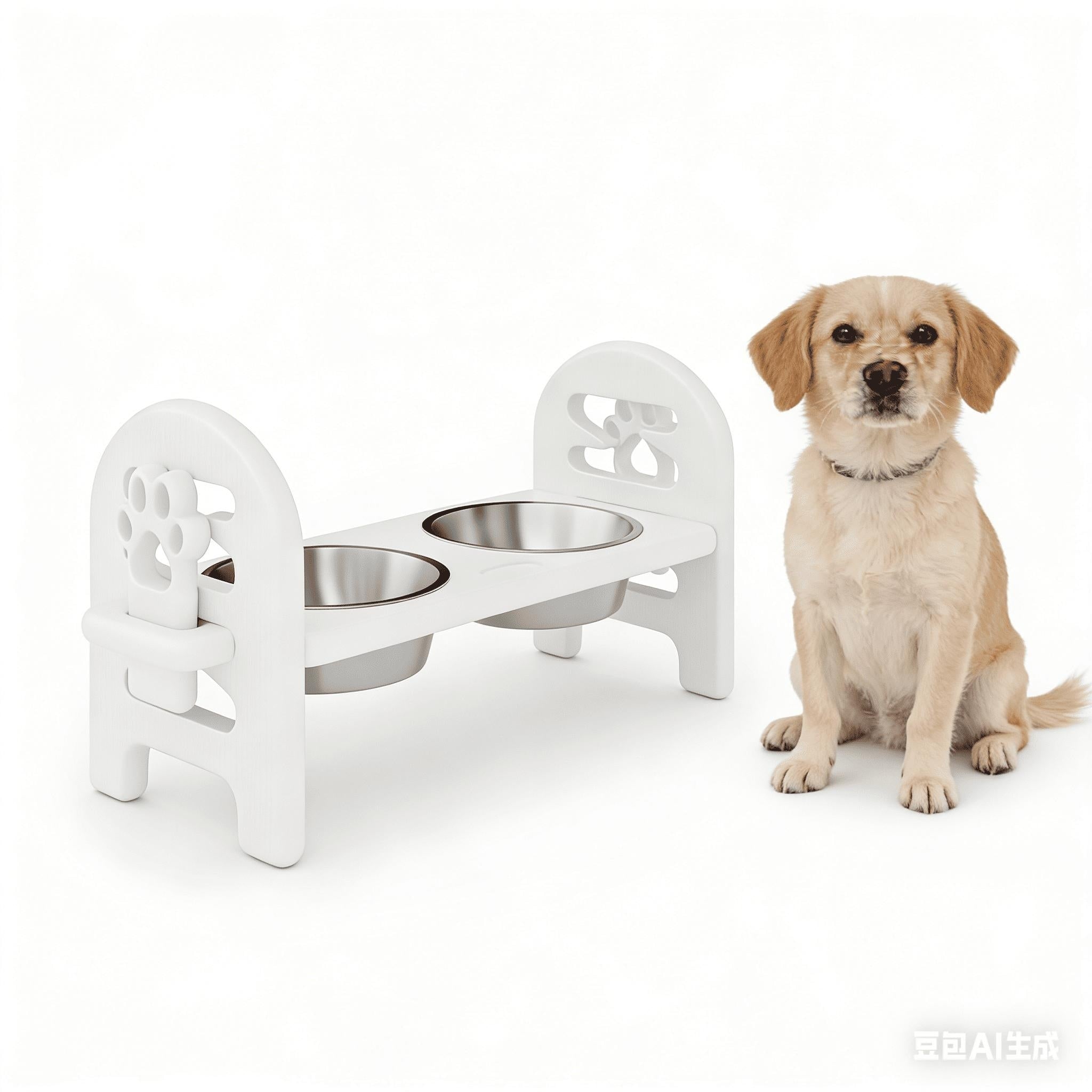 White Adjustable Pet Bowl Travel Ready Hdpe Durable Poly Lumber Recycled