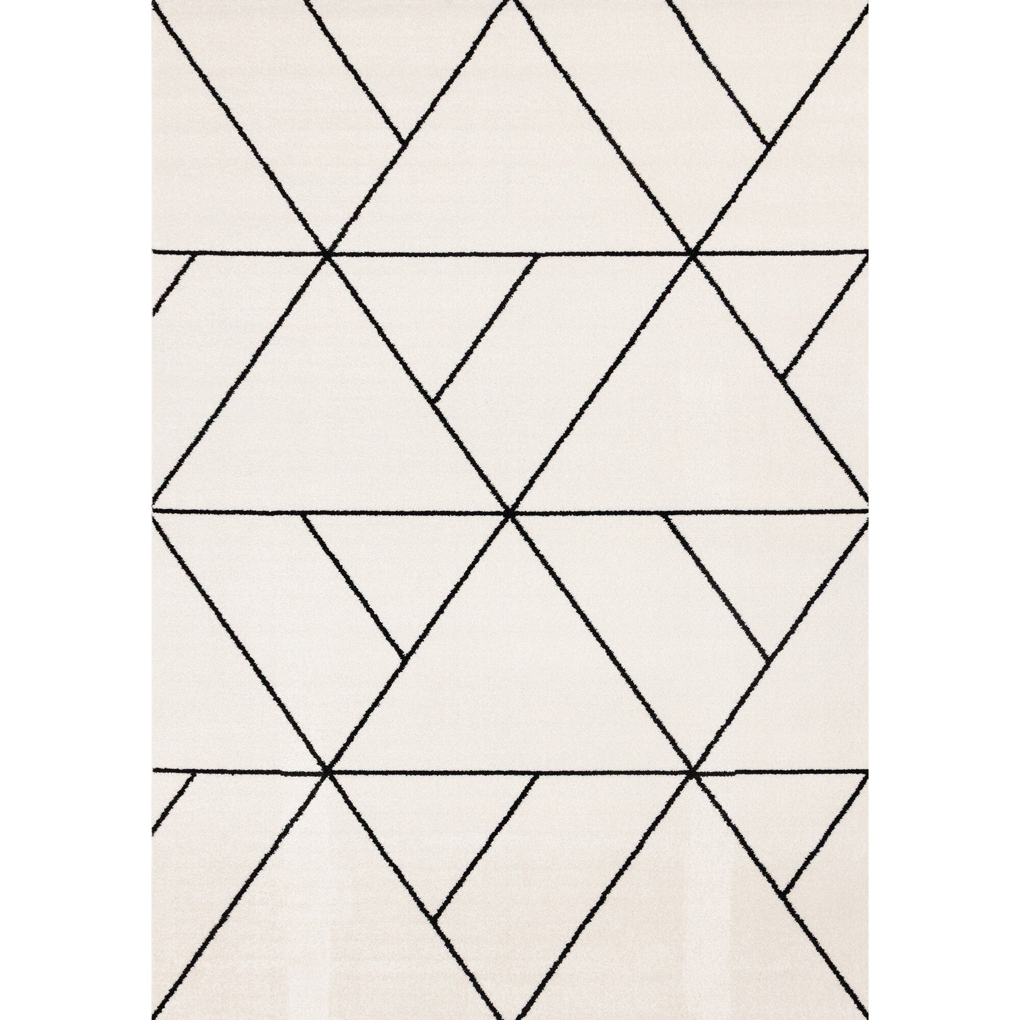 White Black Modern Geometric Trellis Design Rug