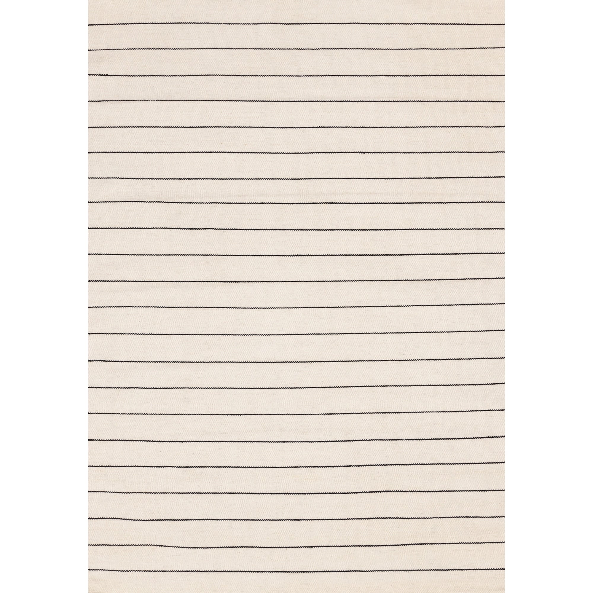 White Black Striped Handmade Wool Rug