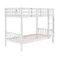 White Bunk Bed Twin Over Twin With Led Lights And Usb Port Charge Station