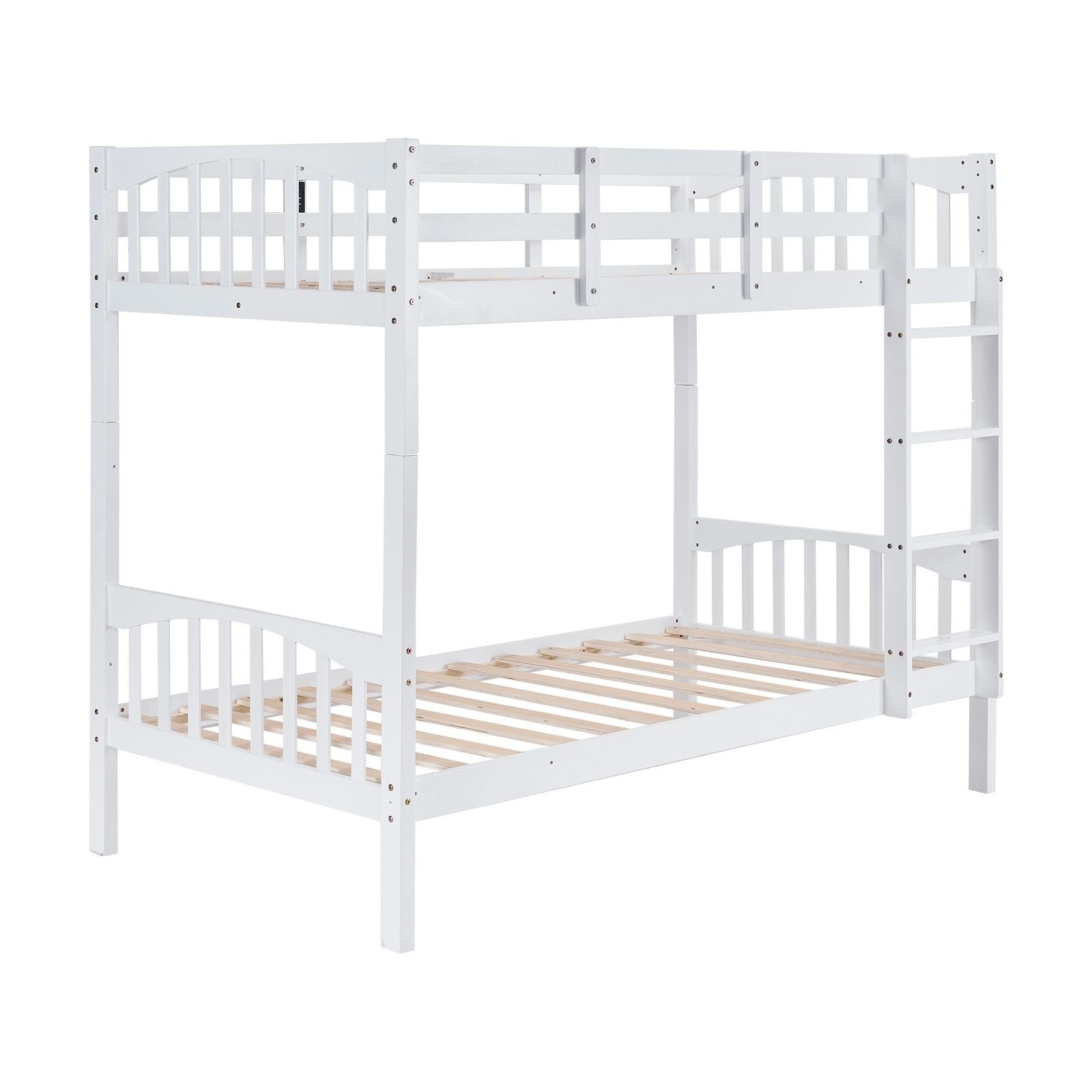 White Bunk Bed Twin Over Twin With Led Lights And Usb Port Charge Station