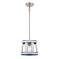 White Burlap 10 Inch Wide 1 Light Pendant In Ocean Blue